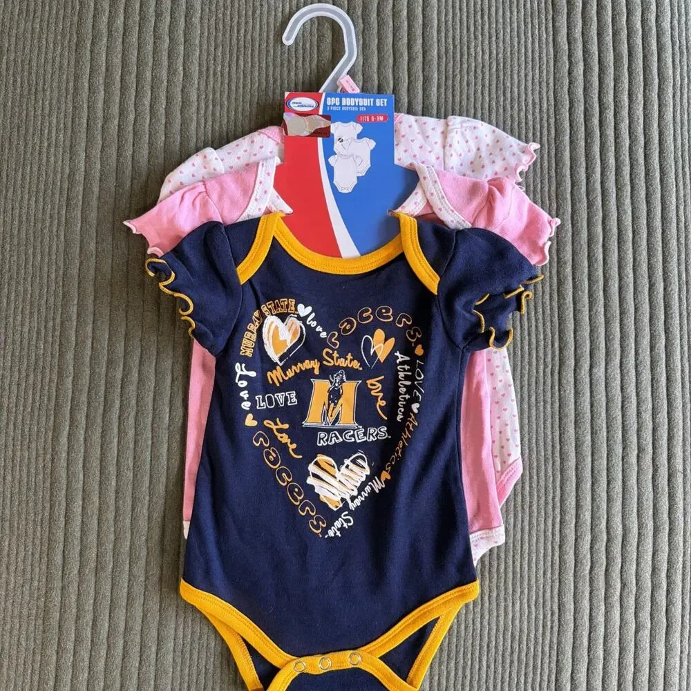 Murray State 3pc Bodysuit Set Girls Infant 0-3M